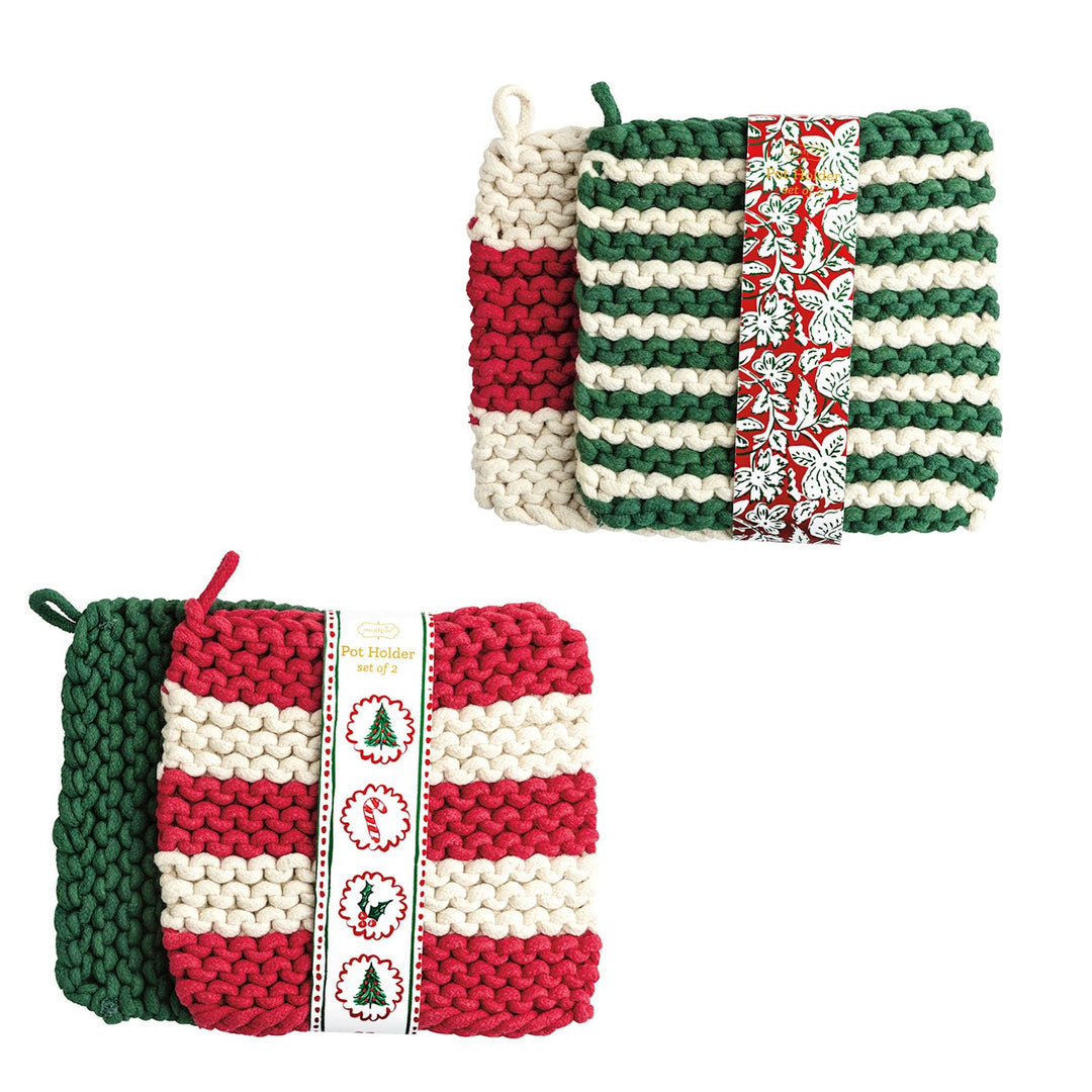Christmas Stripe Pot Holder Sets