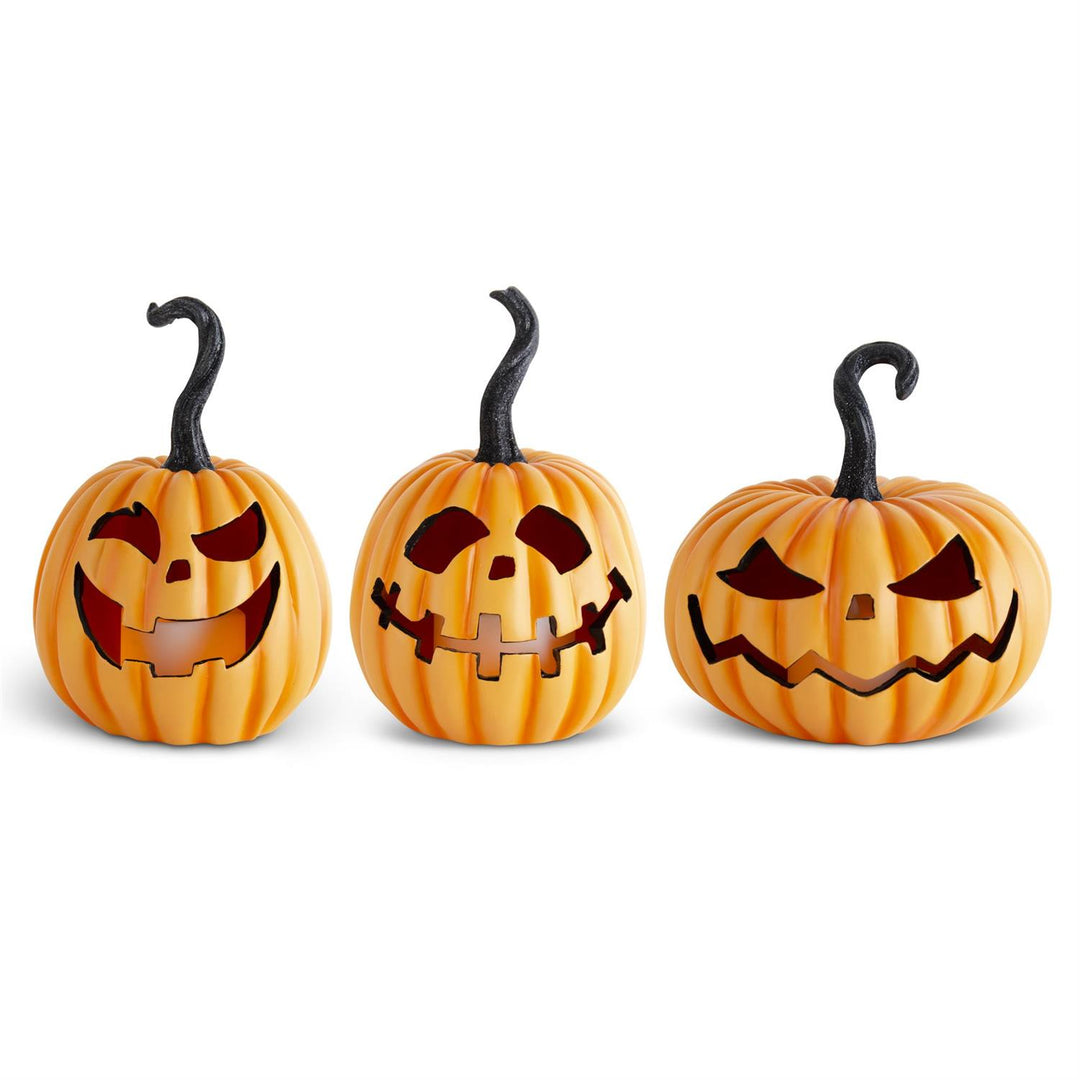 Orange Resin LED Jack O Lanterns