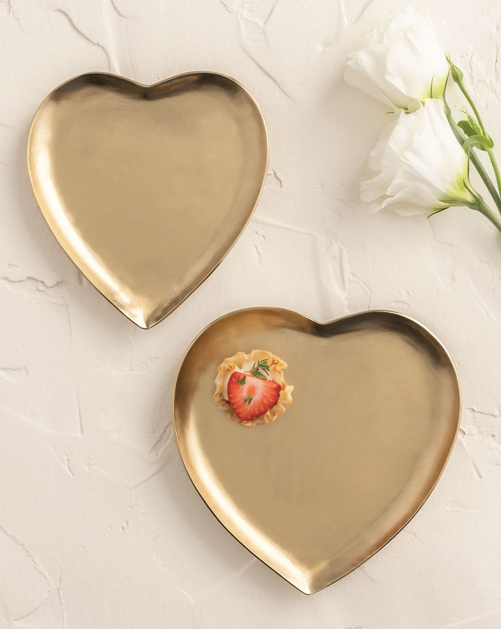 Brass Heart Tidbit Trays