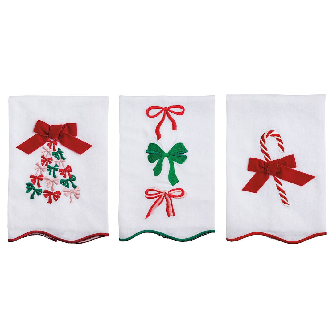 Scallop Embroidered Bow Tea Towel