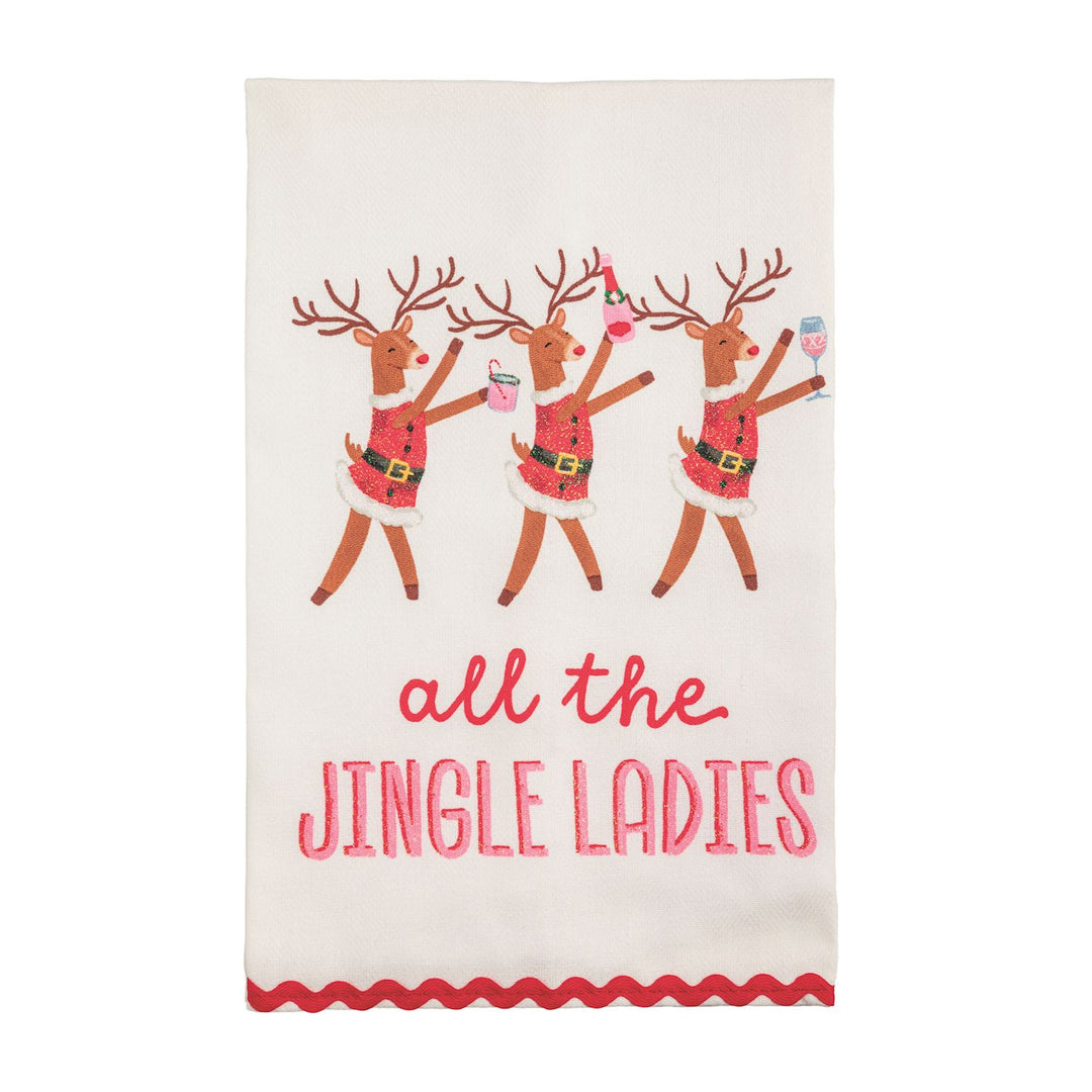 All The Jingle Ladies Glitter Tea Towel