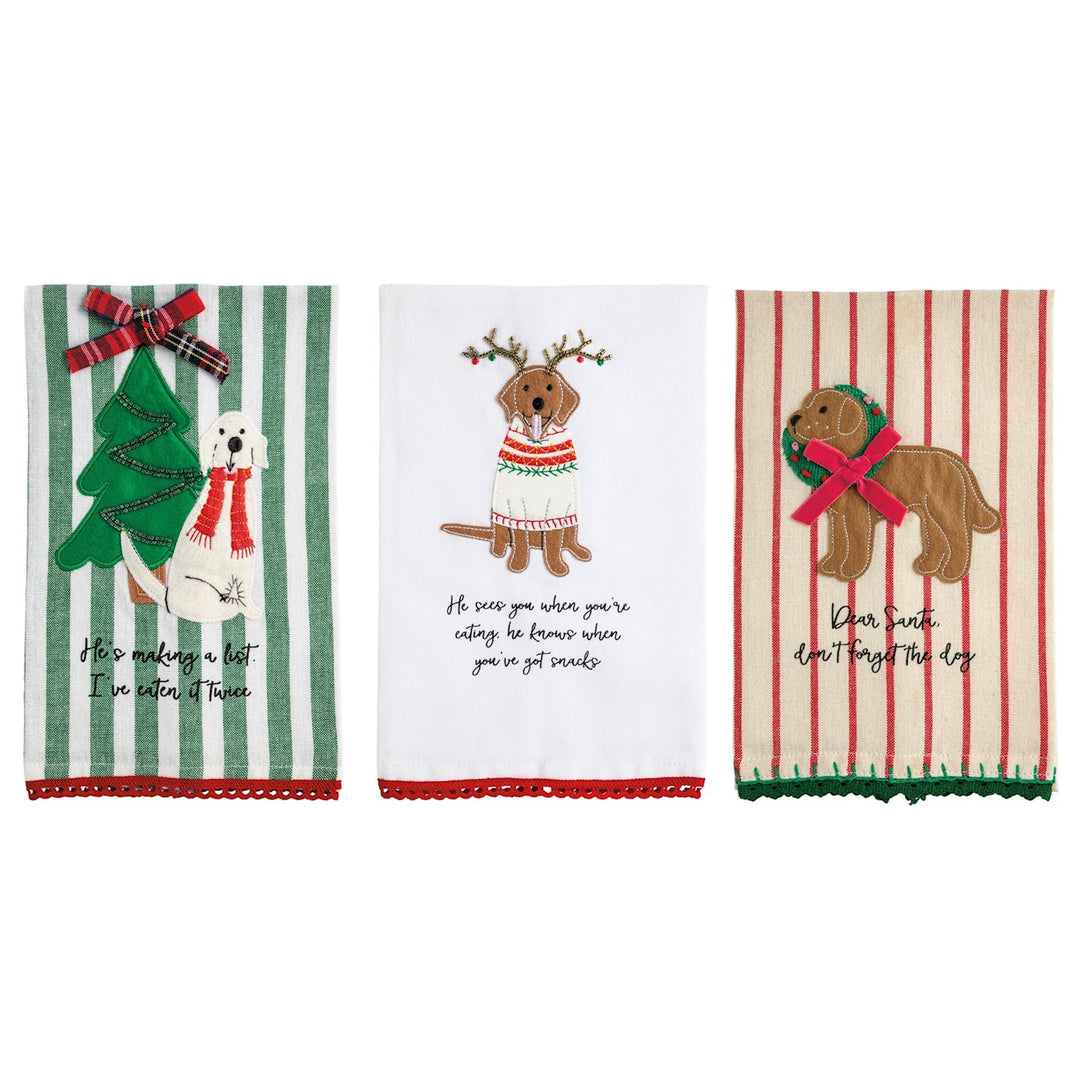 Dog Christmas Appliqué Towel