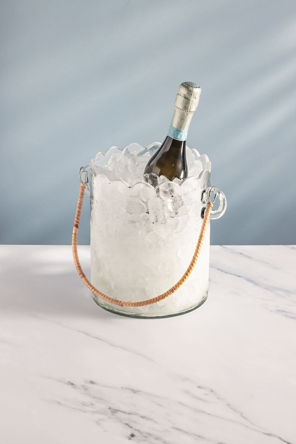 Scalloped Glass Ice Bucket