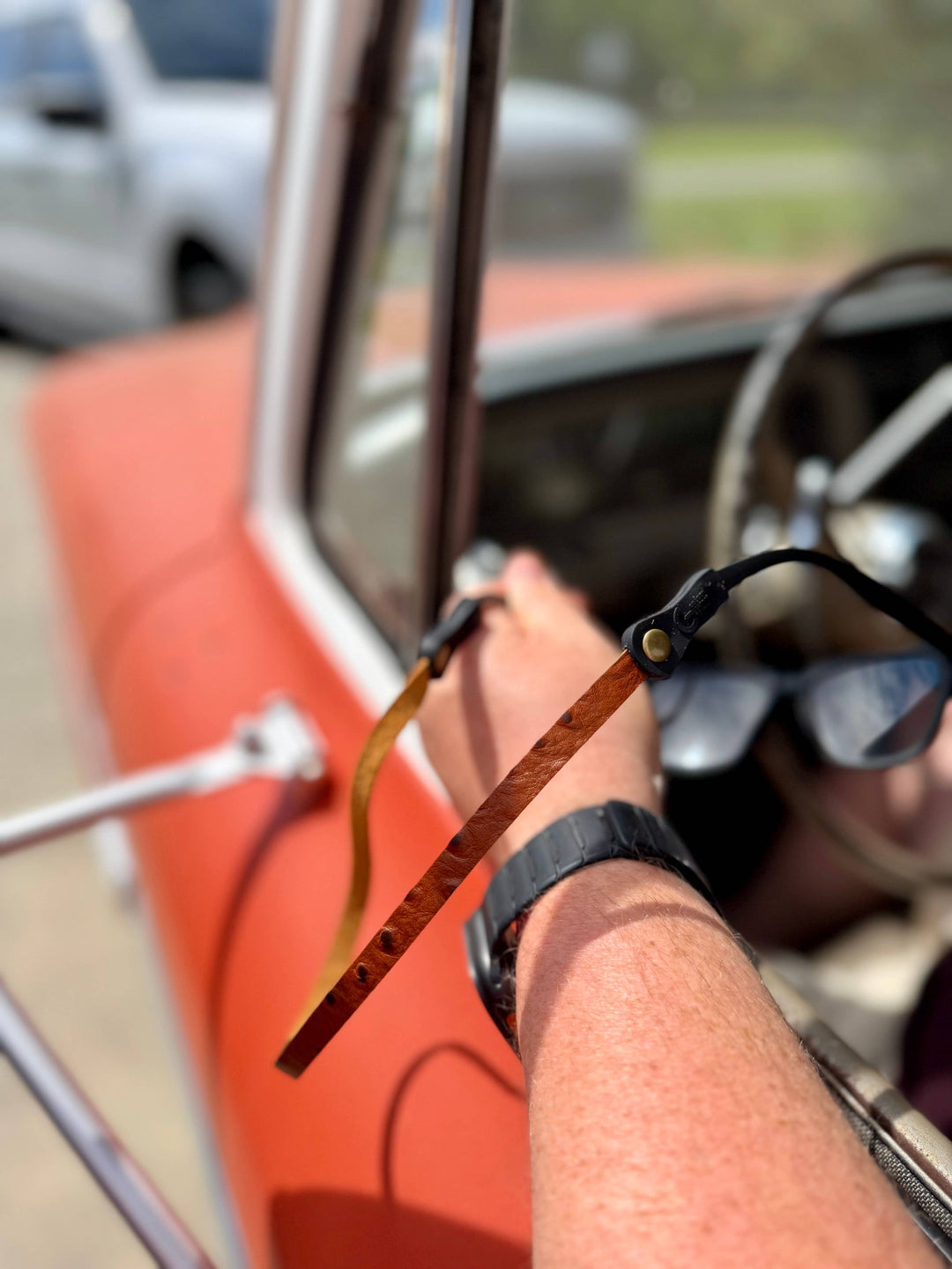 Leather Embossed Ostrich Sunglasses Strap