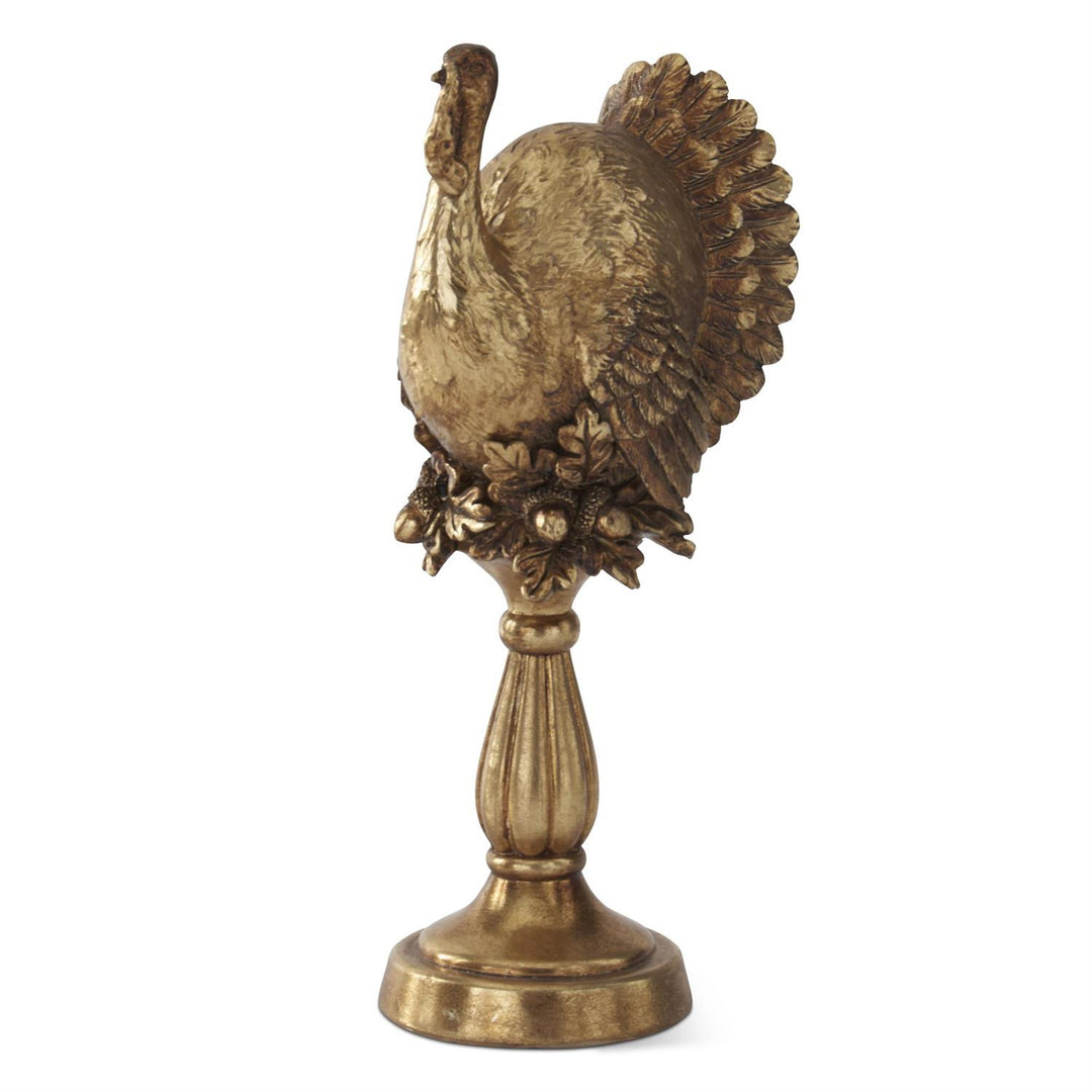 Gold Resin Turkey on Pedestal