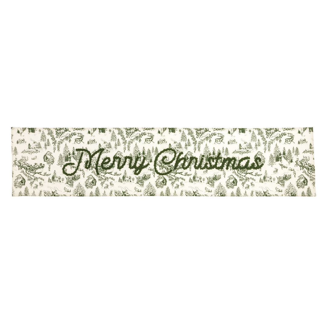 Green Toile Table Runner