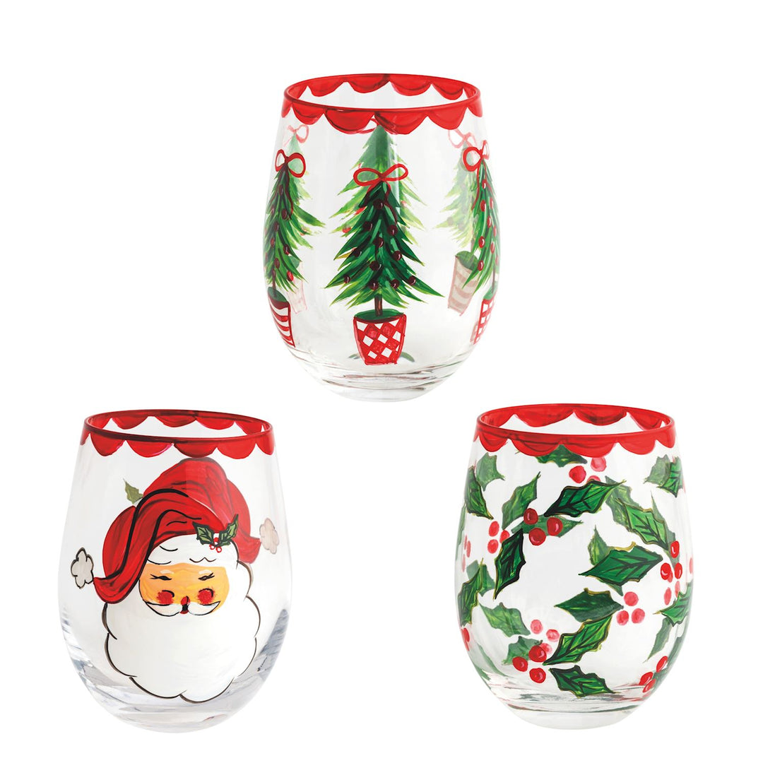 Holiday Painted Wine Glass