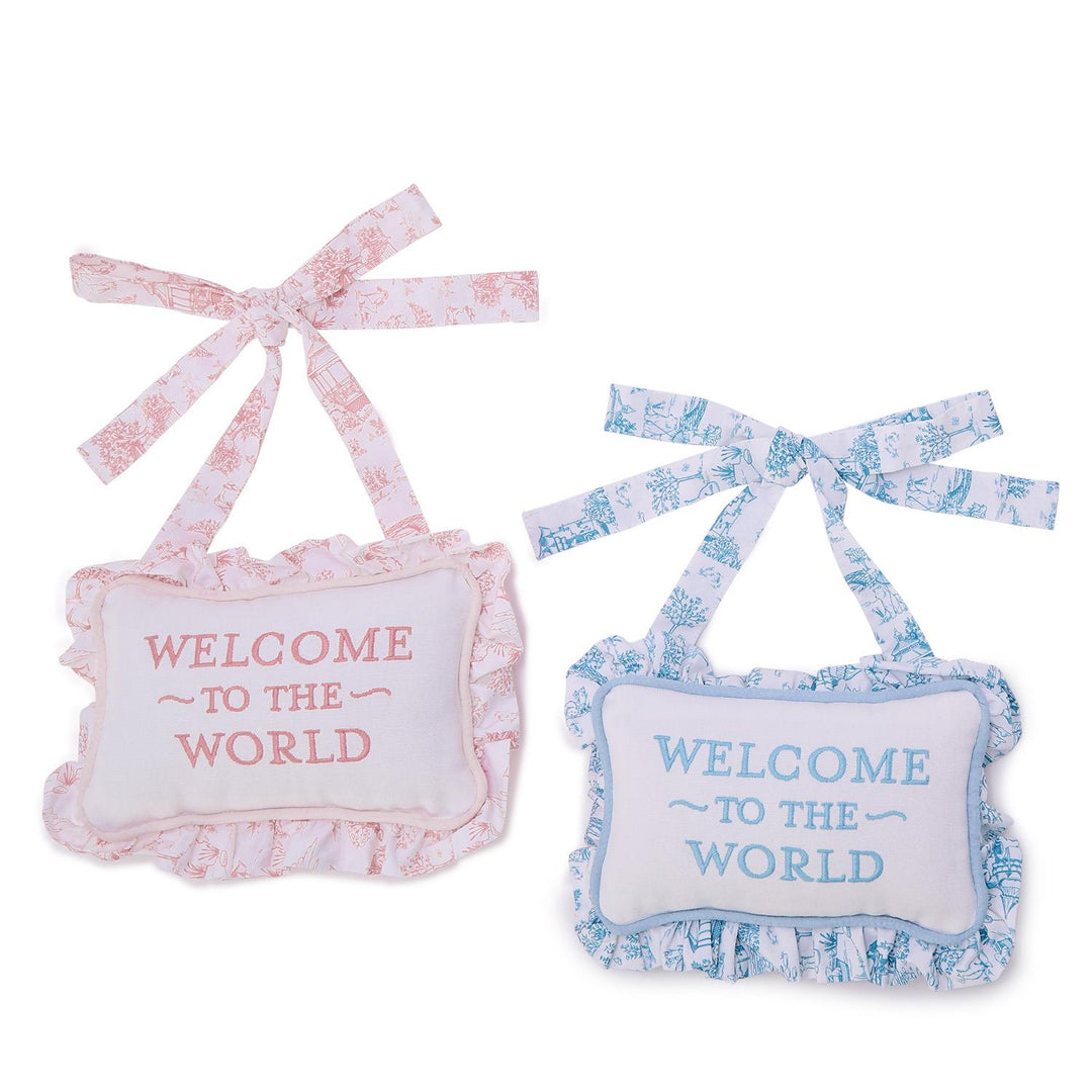 Welcome to the World Embroidered Pillow