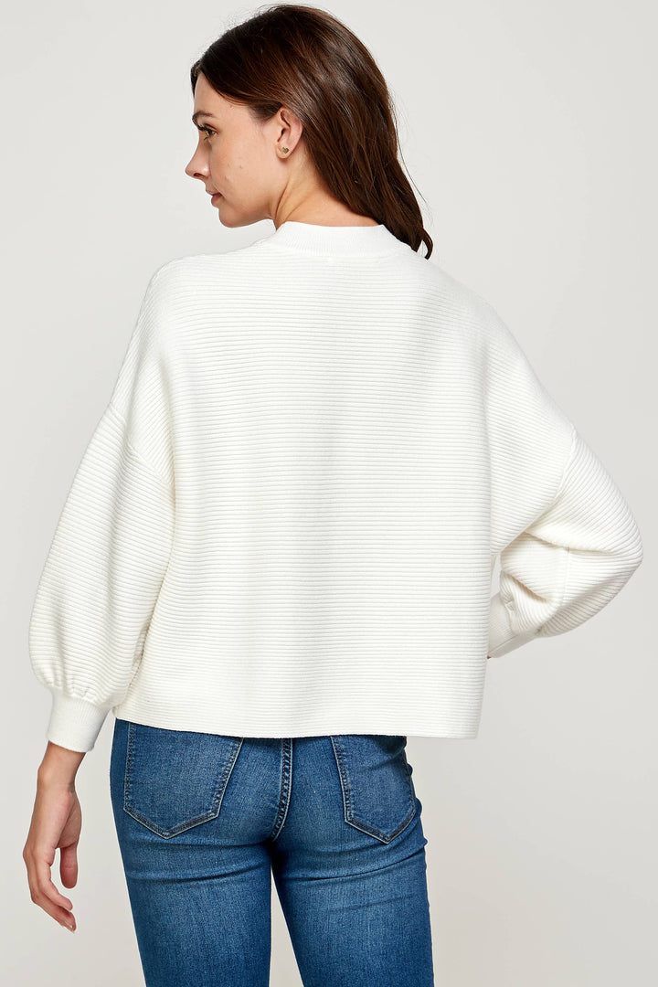 Balloon Sleeve Ivory Sweater