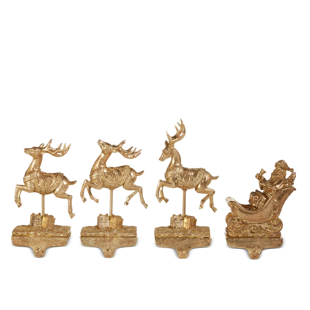Santa And Reindeer Stocking Holder (Set of 4)