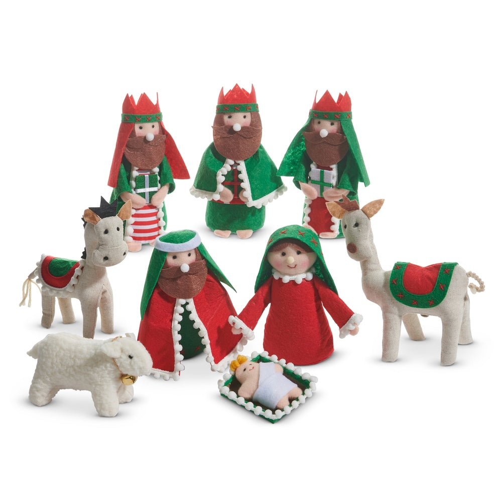 Red And Green Felt Nativity