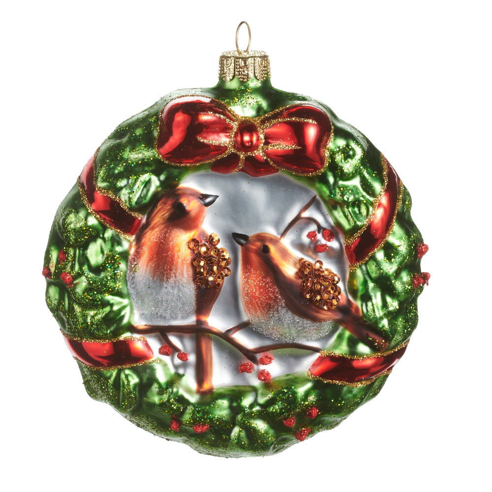 Birds, Bow, &amp; Wreath Ornament