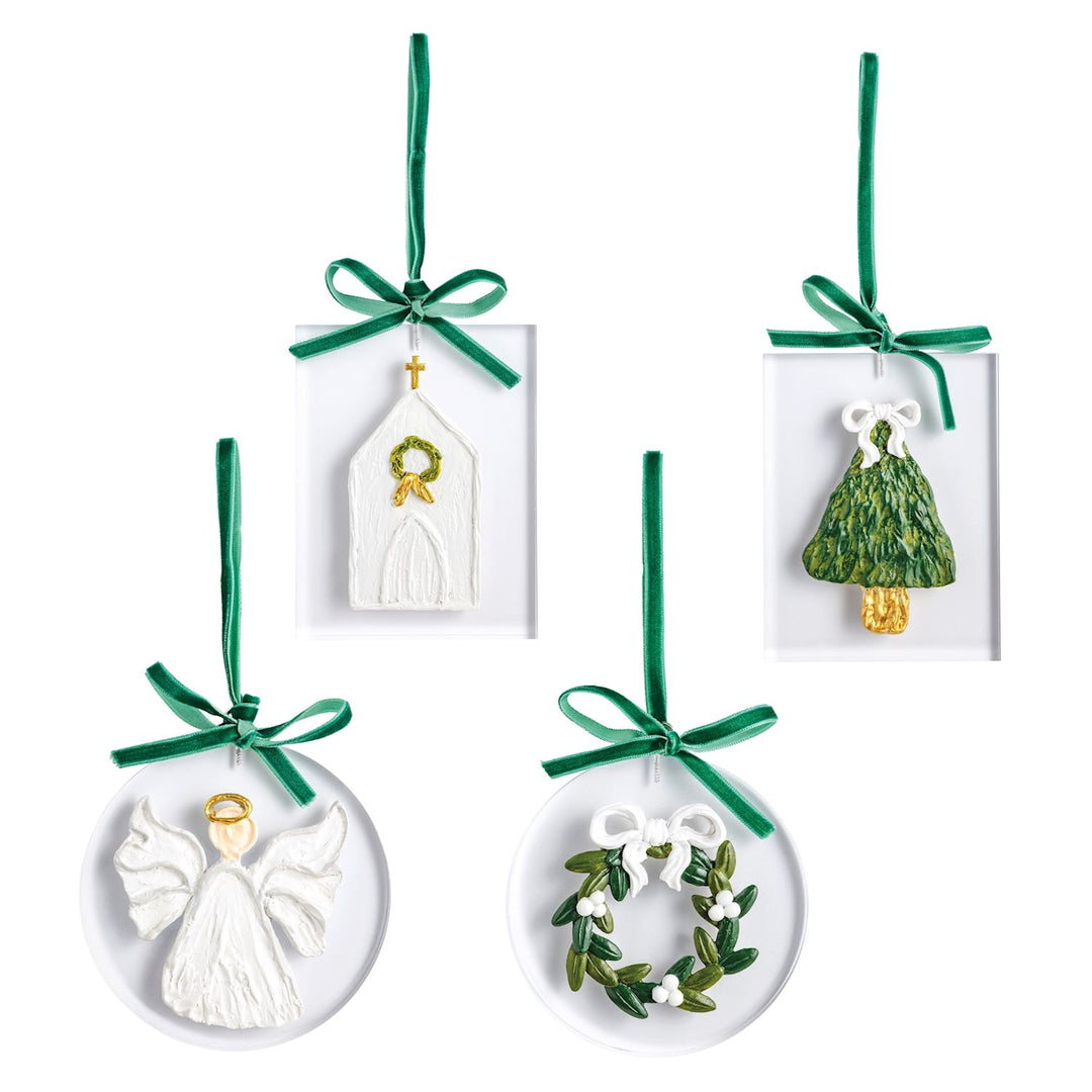 White Christmas Painted Acrylic Ornaments