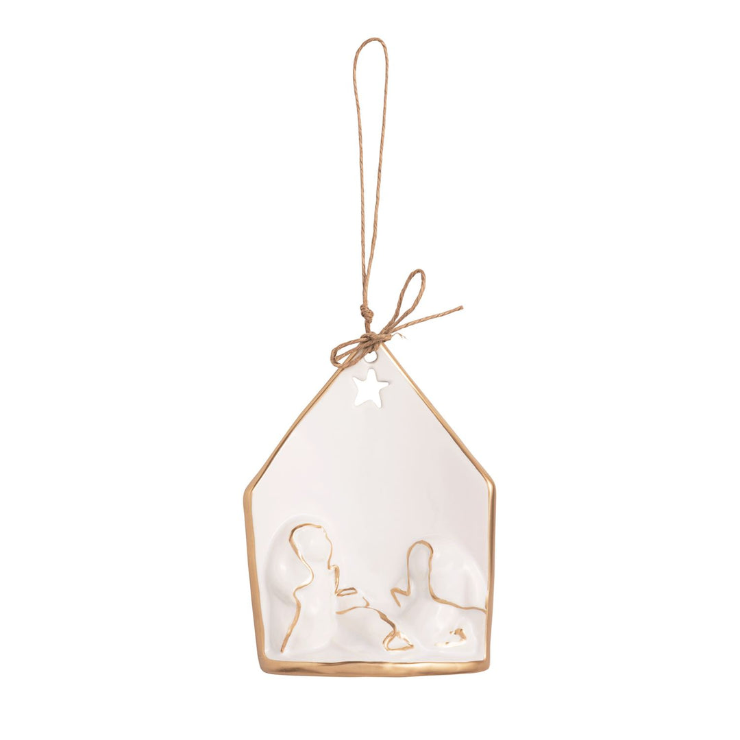 Gold Edge Nativity Ornament