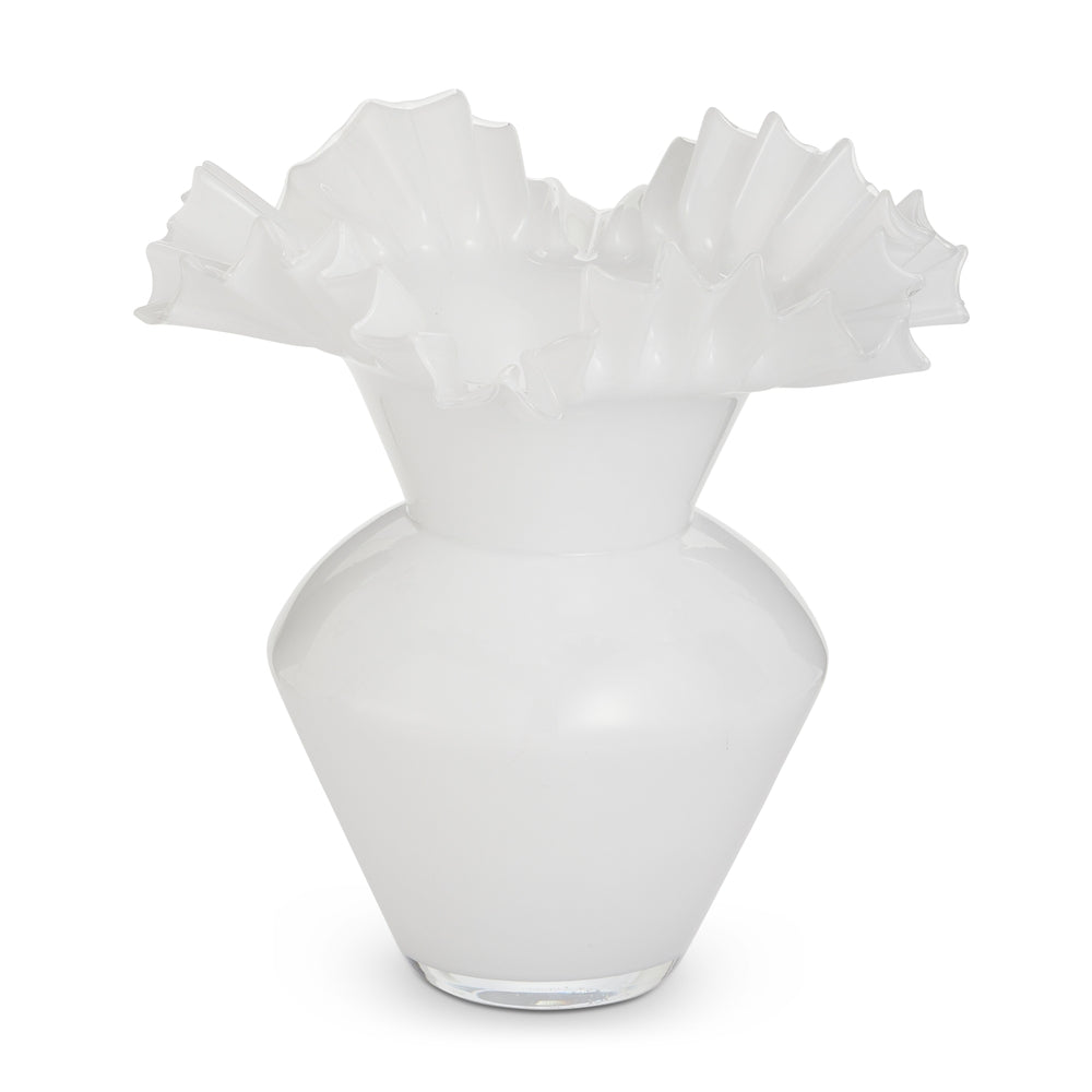 Whitney White Ruffle Vase