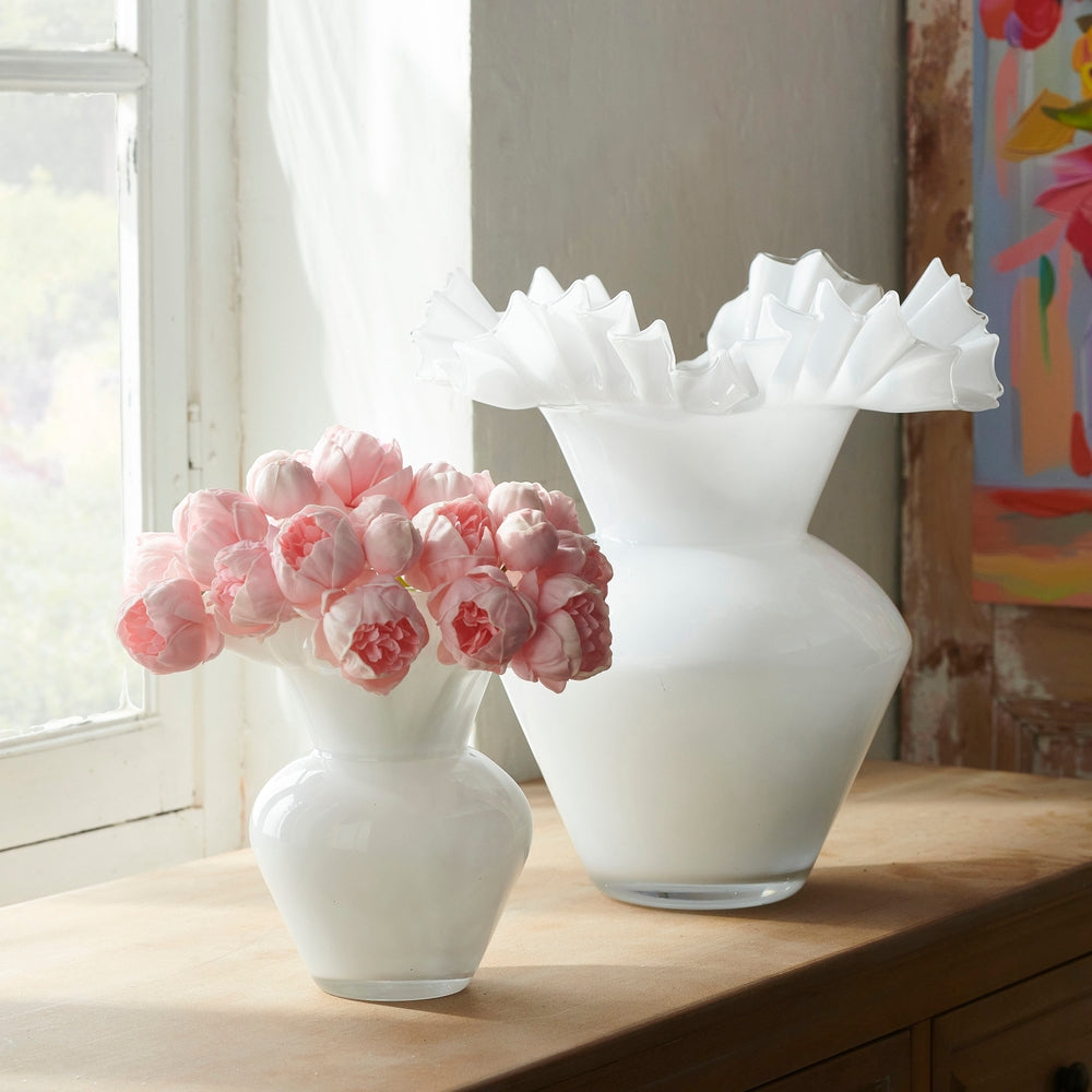 Whitney White Ruffle Vase