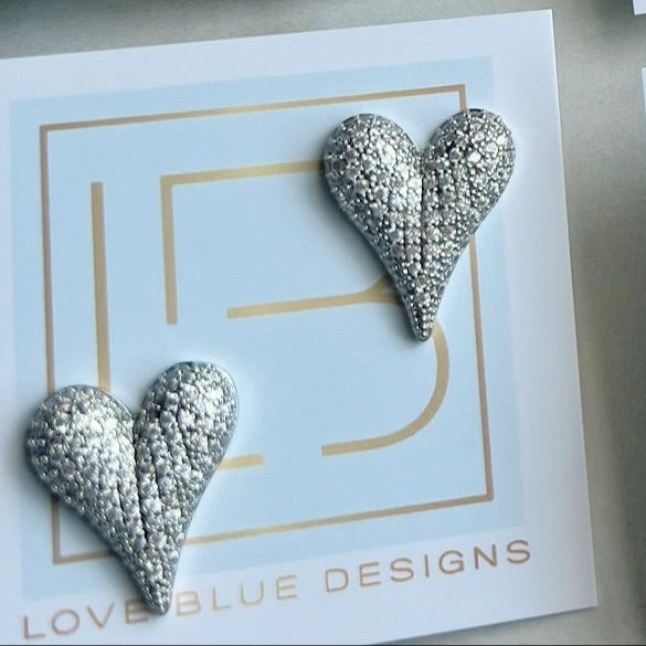 Pave Heart Earrings