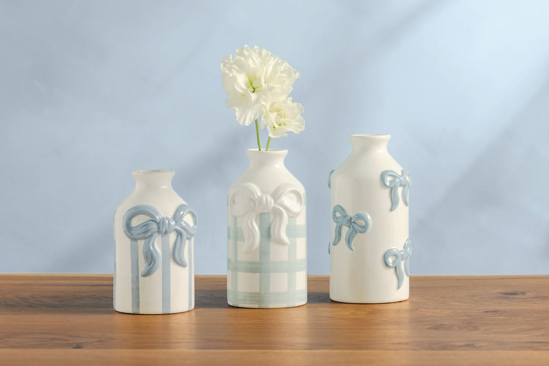 Blue Bow Bud Vase