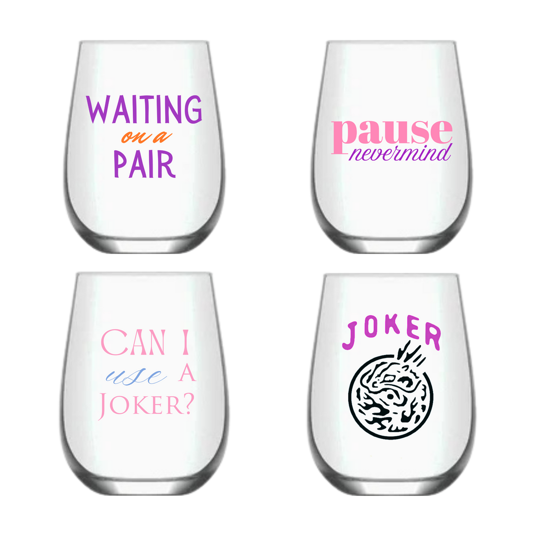 Mahjong Stemless 4 ct Plastic Wine Glasses