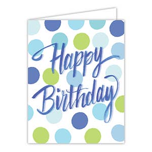 Happy Birthday Blue with Colorful Polkadots Greeting Card