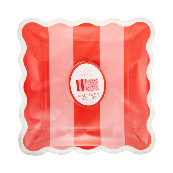 Beary Loved Stripe and Polka Plate Set