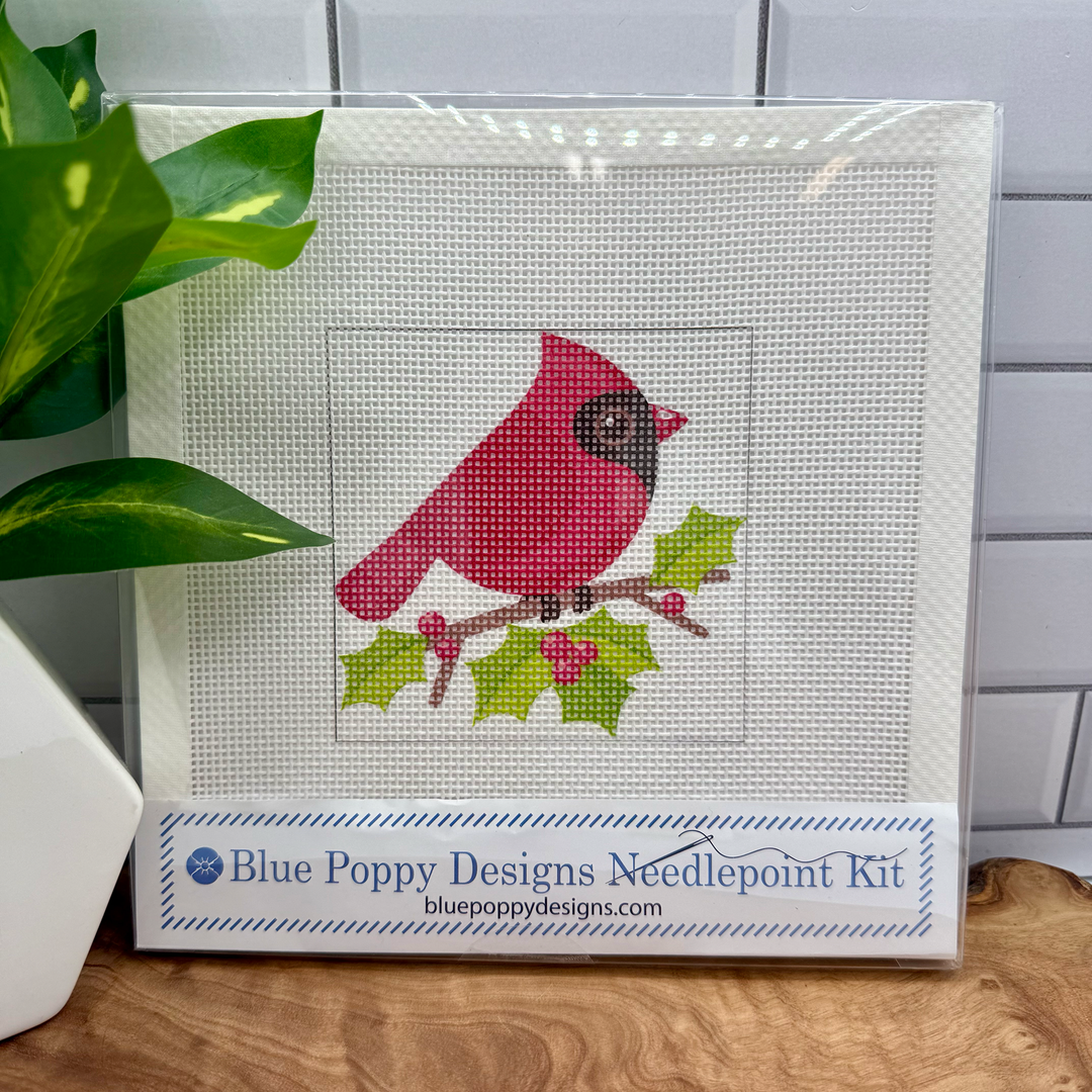 Cardinal with Holly Needlepoint Kit