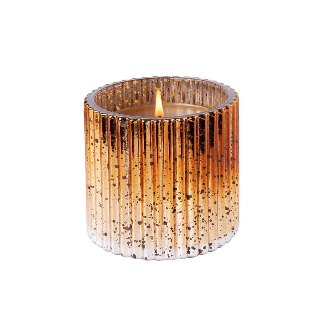 Cinnamon Cider Metallic Ribbed Candle | 9oz
