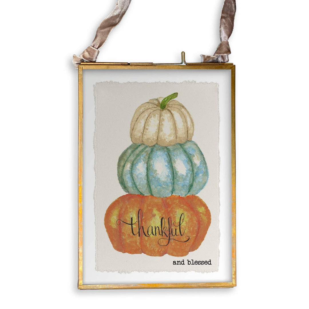 Thankful and Blessed Pumpkin Tea Towel