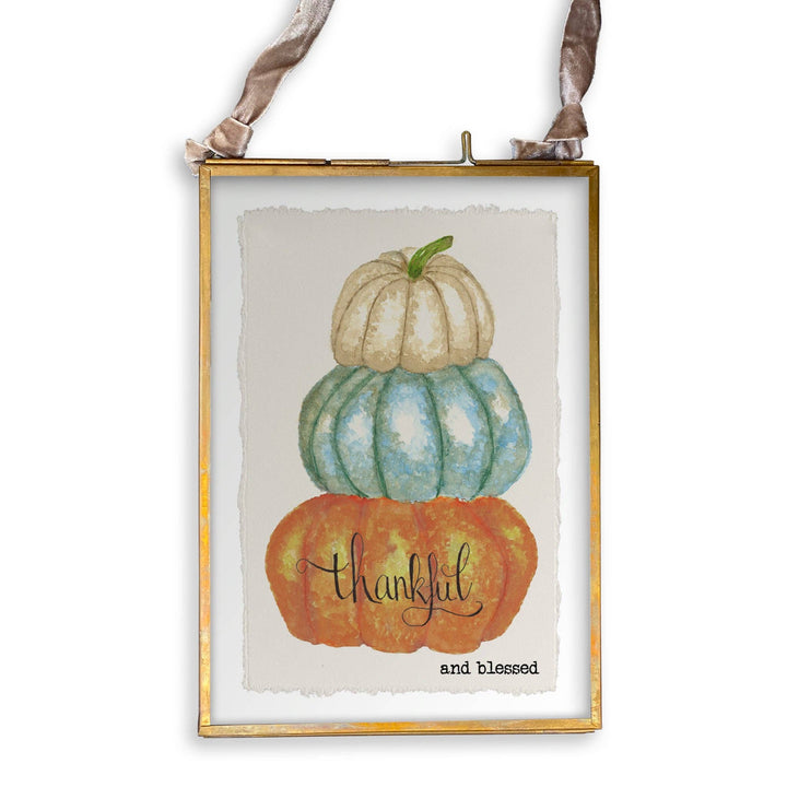 Thankful and Blessed Pumpkin Tea Towel