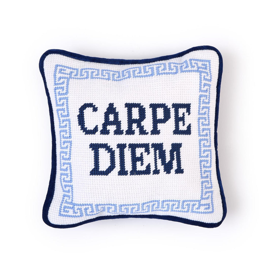 Carpe Diem Needlepoint Pillow
