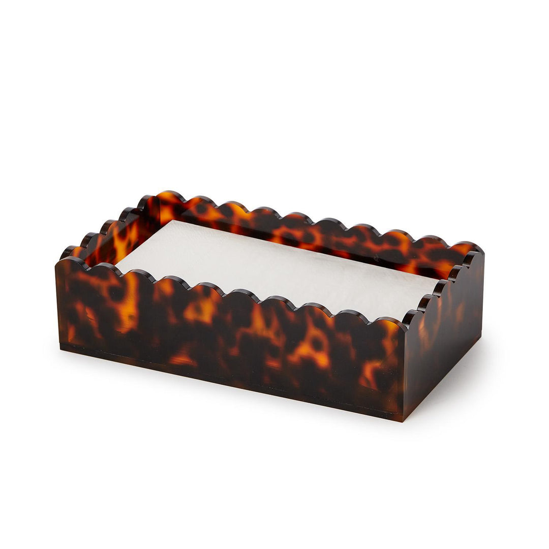 Tortoise Print Scalloped Edge Acrylic Napkin Holder