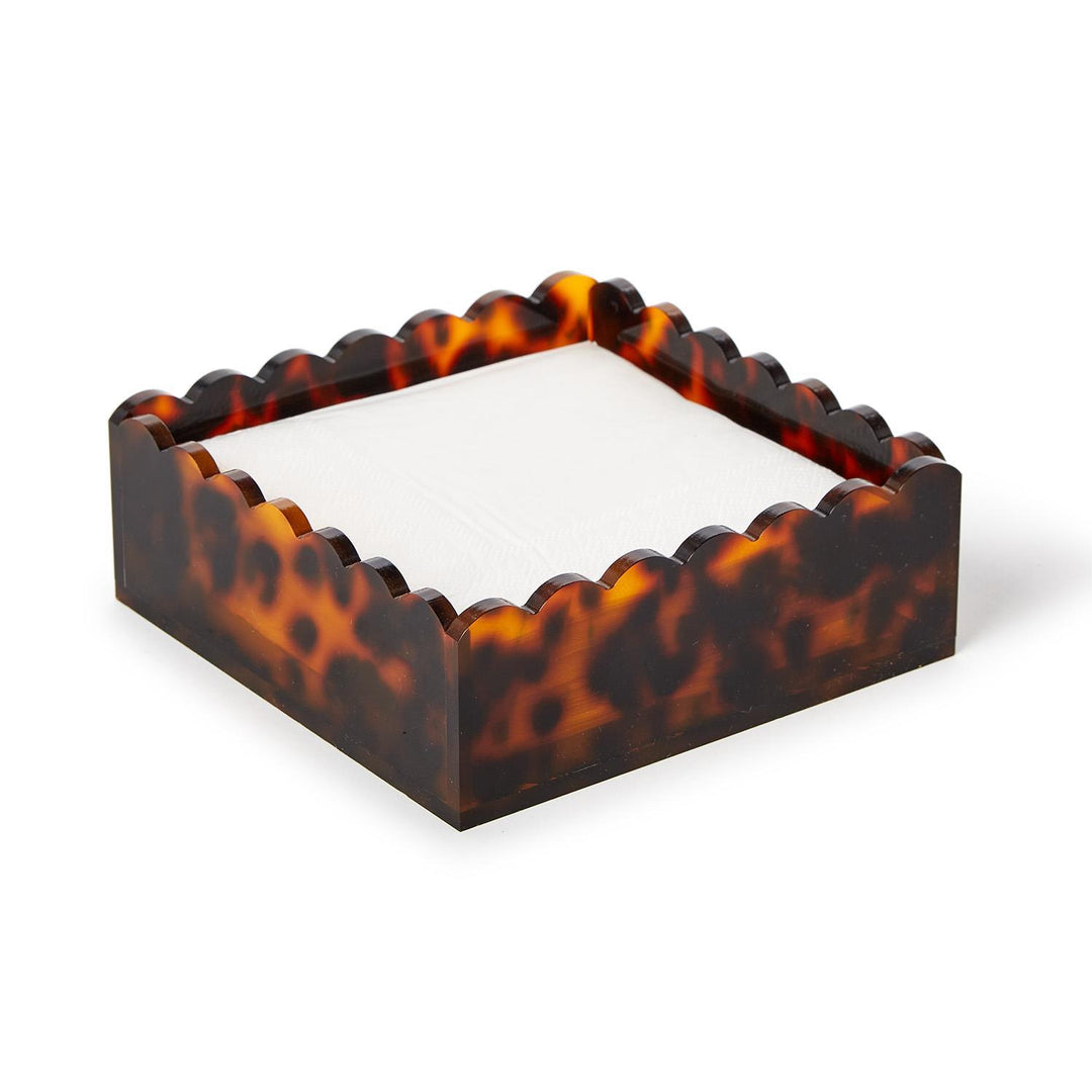 Tortoise Print Scalloped Edge Acrylic Napkin Holder