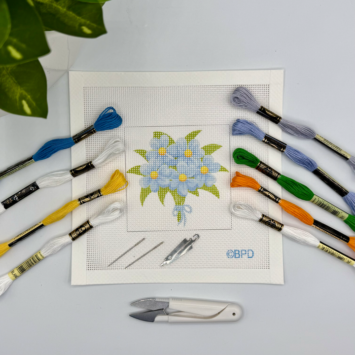 Bouquet of Blue Flowers Needlepoint Kit