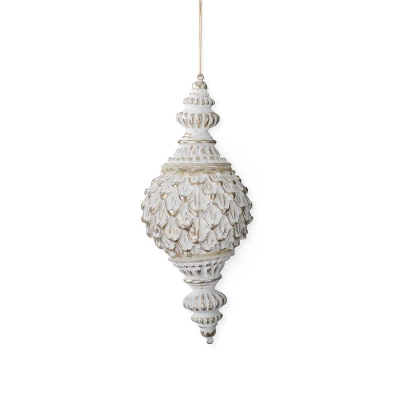 White Artichoke Finial Shatterproof Ornament