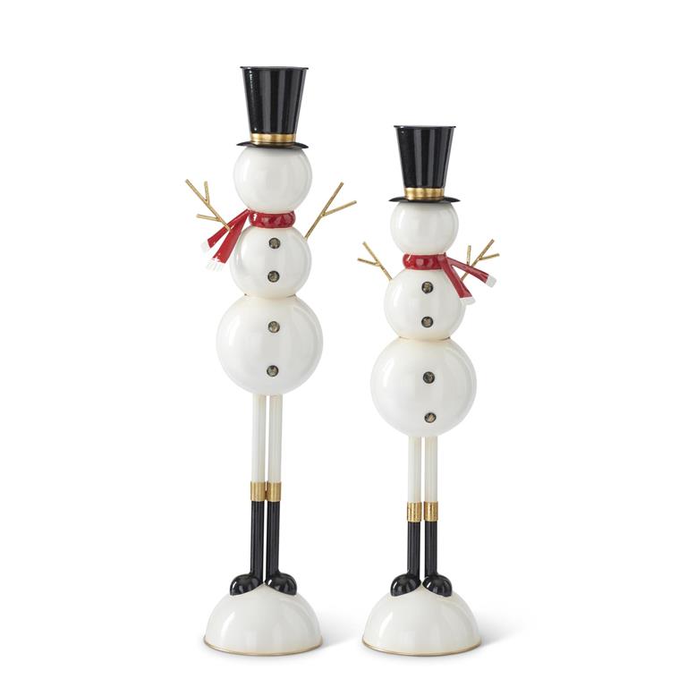 Black & White Metal Long Leg Snowmen