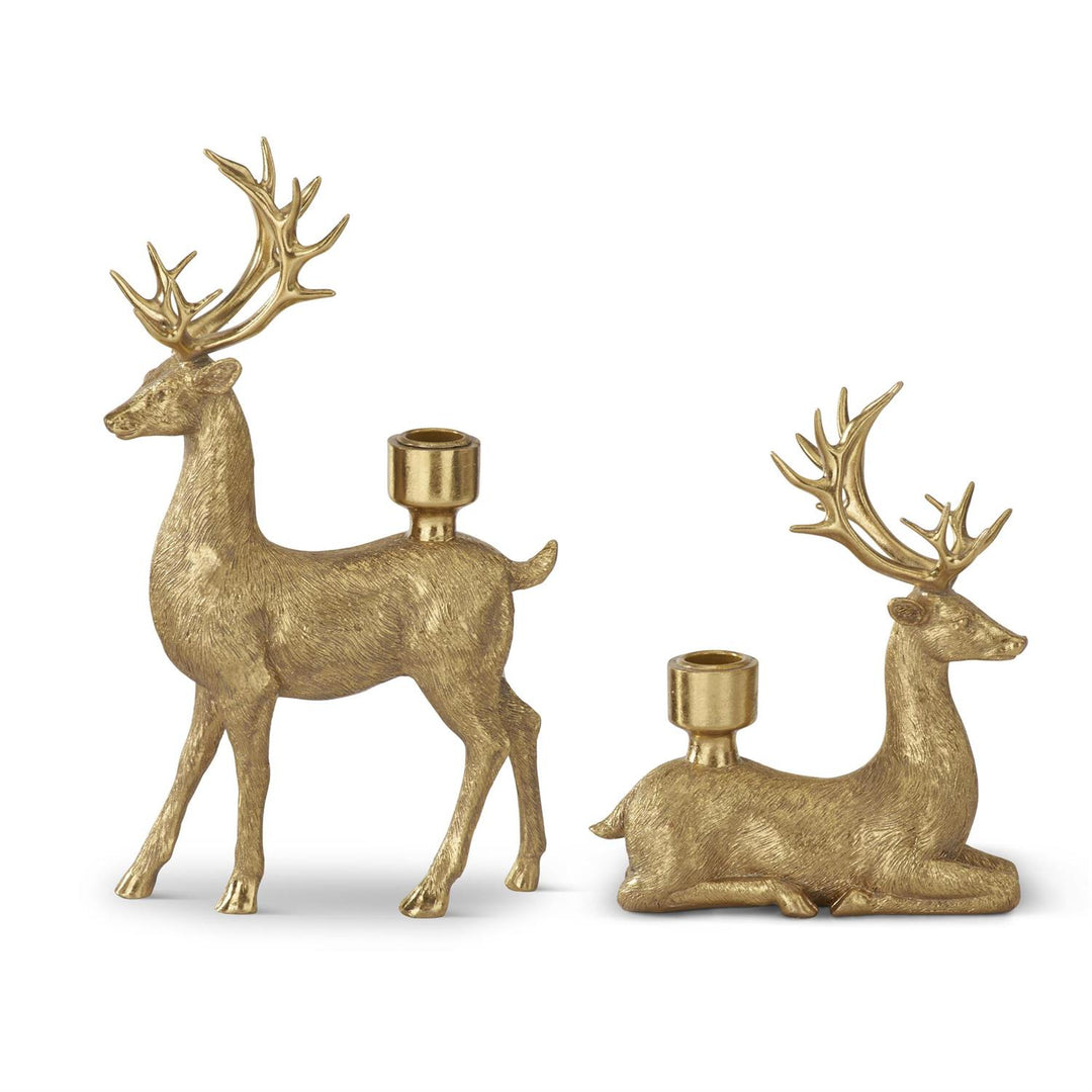 Resin Deer Taper Candleholders