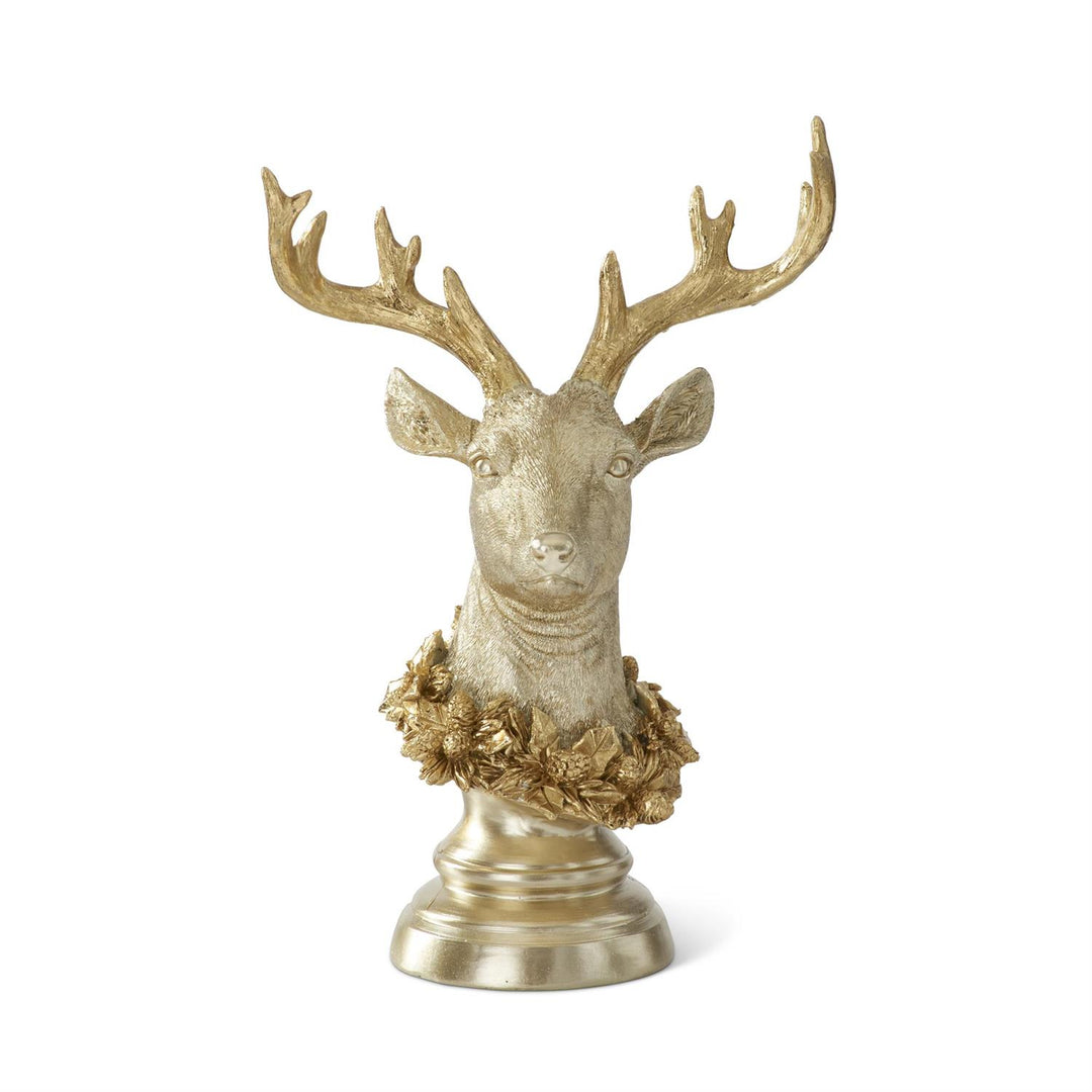 Gold Deer Bust on Pedestal Base