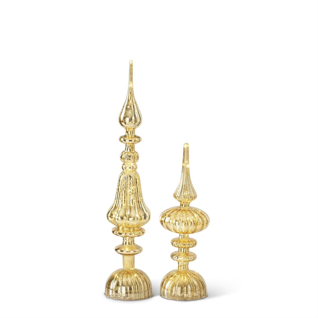 Gold Mercury Glass LED Finials w/Timers