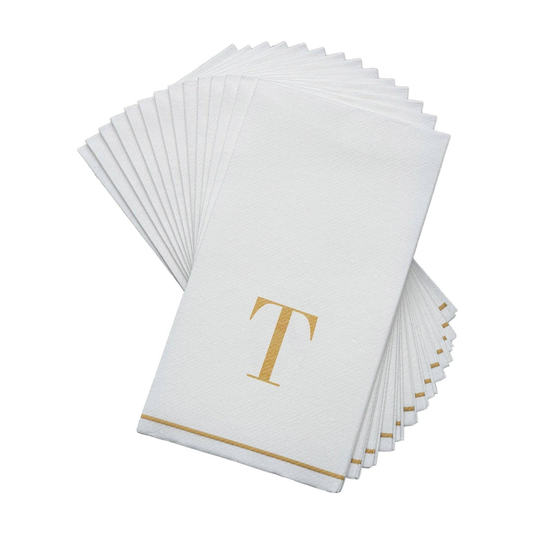 T Gold Monogram Guest Napkins