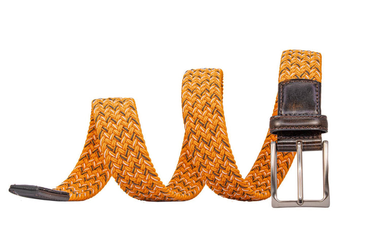 Braided Stretch Woven Orange and Gray Keychain