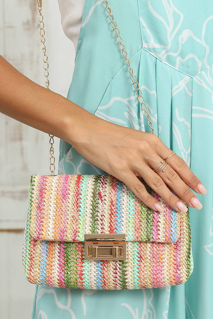 Multicolor Woven Shoulder Bag