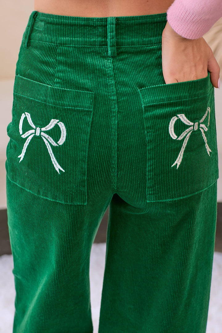 Bow Corduroy Stretch Pants