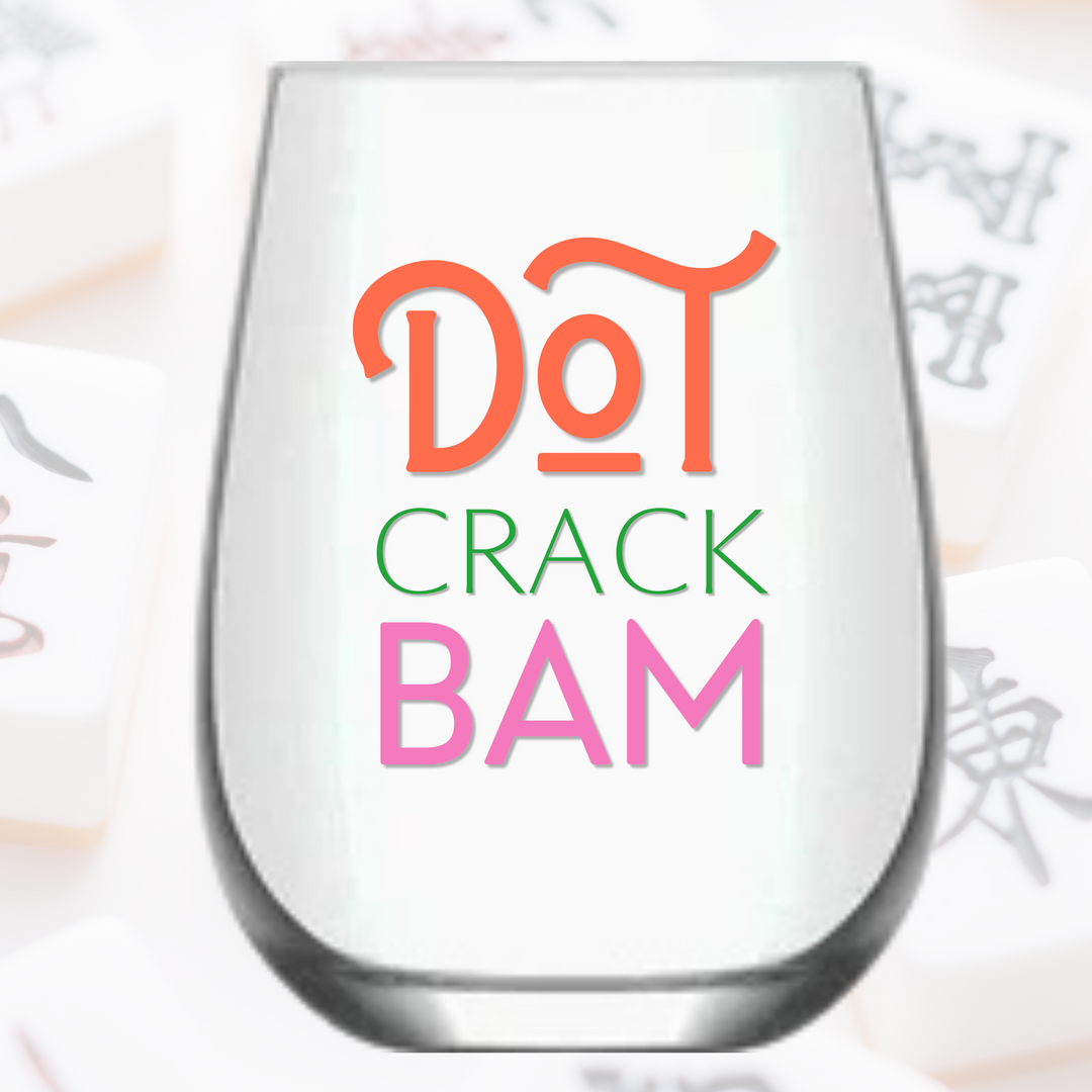 Mahjong Stemless Wine Glasses "Dot Crack Bam"