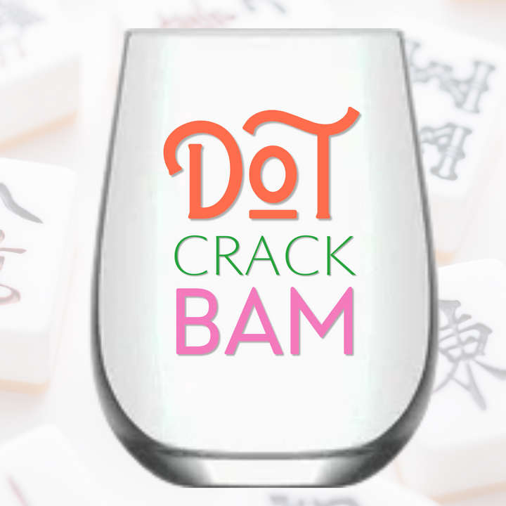 Mahjong Stemless Wine Glasses "Dot Crack Bam"