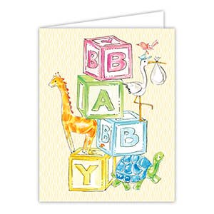 BABY Blocks Stork Giraffe and Turtle Greeting Card