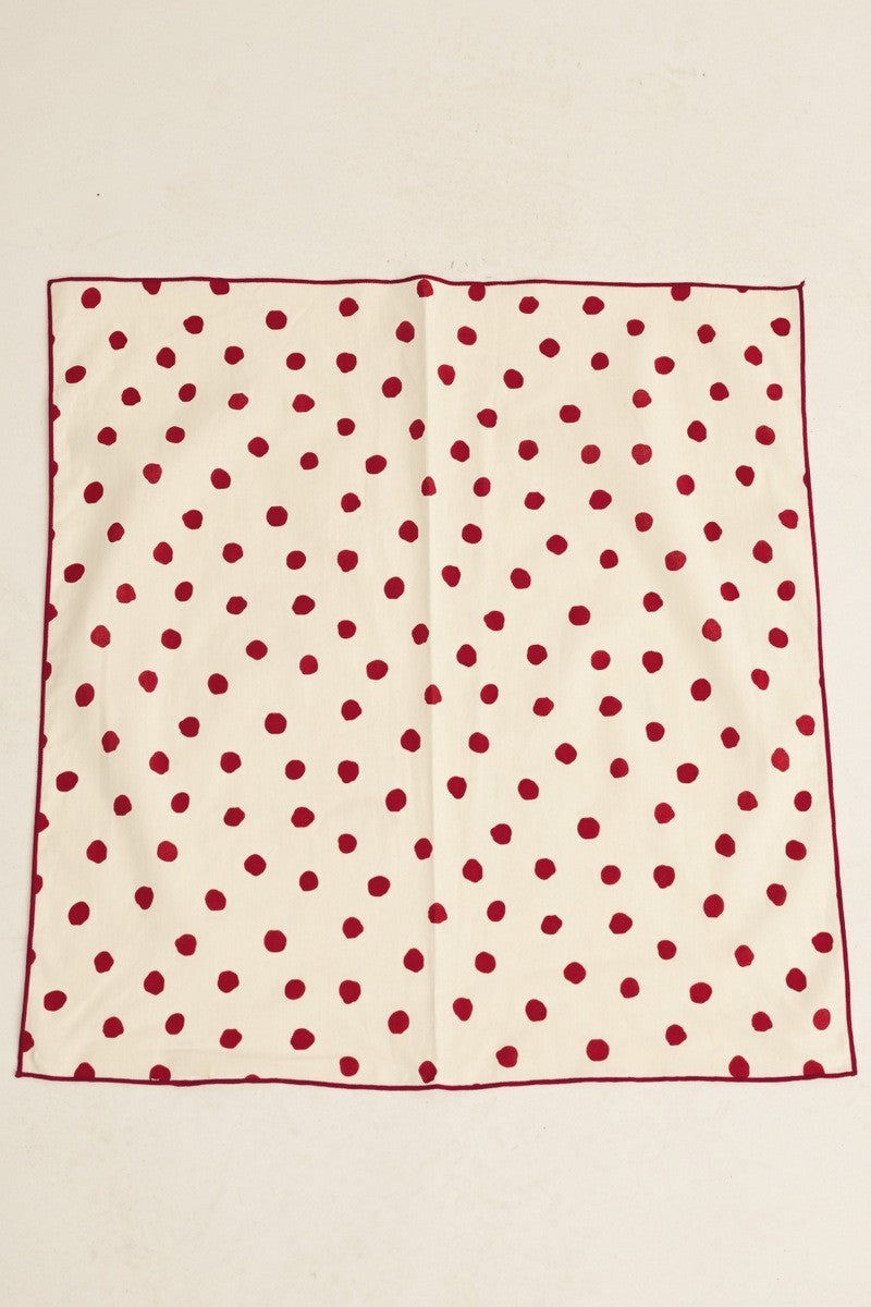 Burgundy Silk Polka Dot Scarf