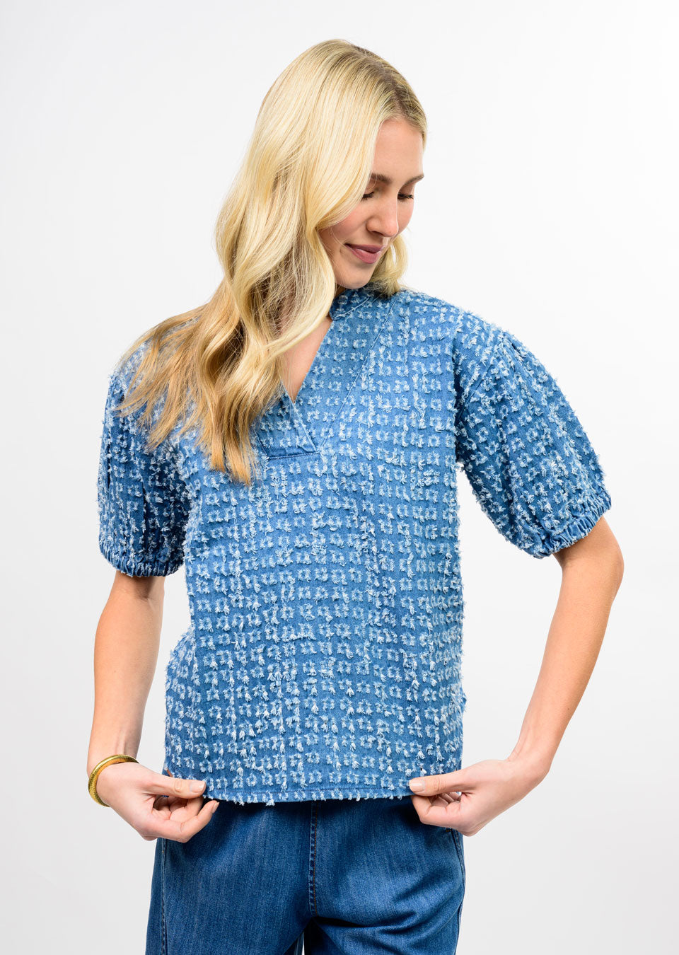 Distressed Denim Popover | Ivy Jane