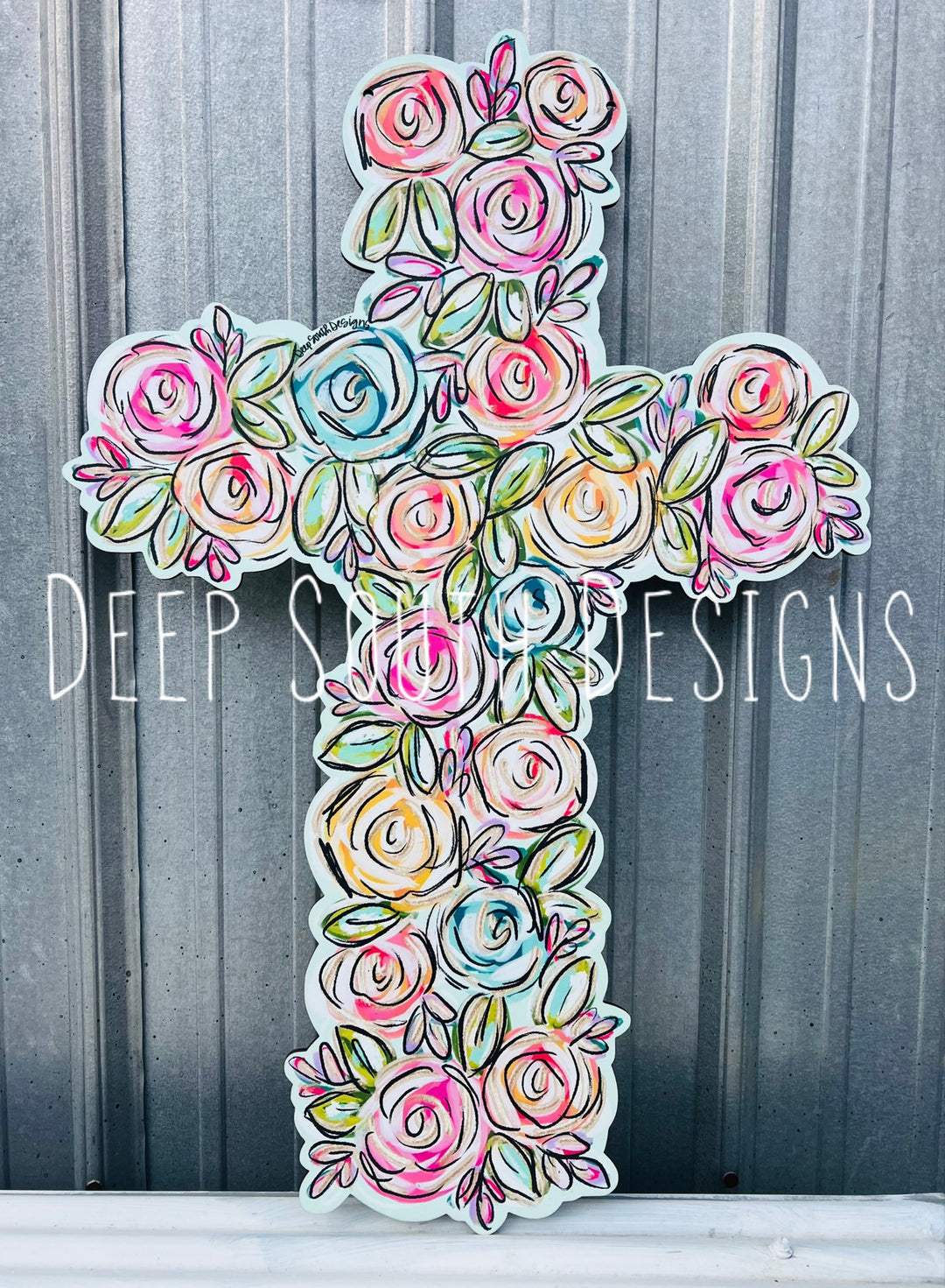 Floral Cross Door Hanger