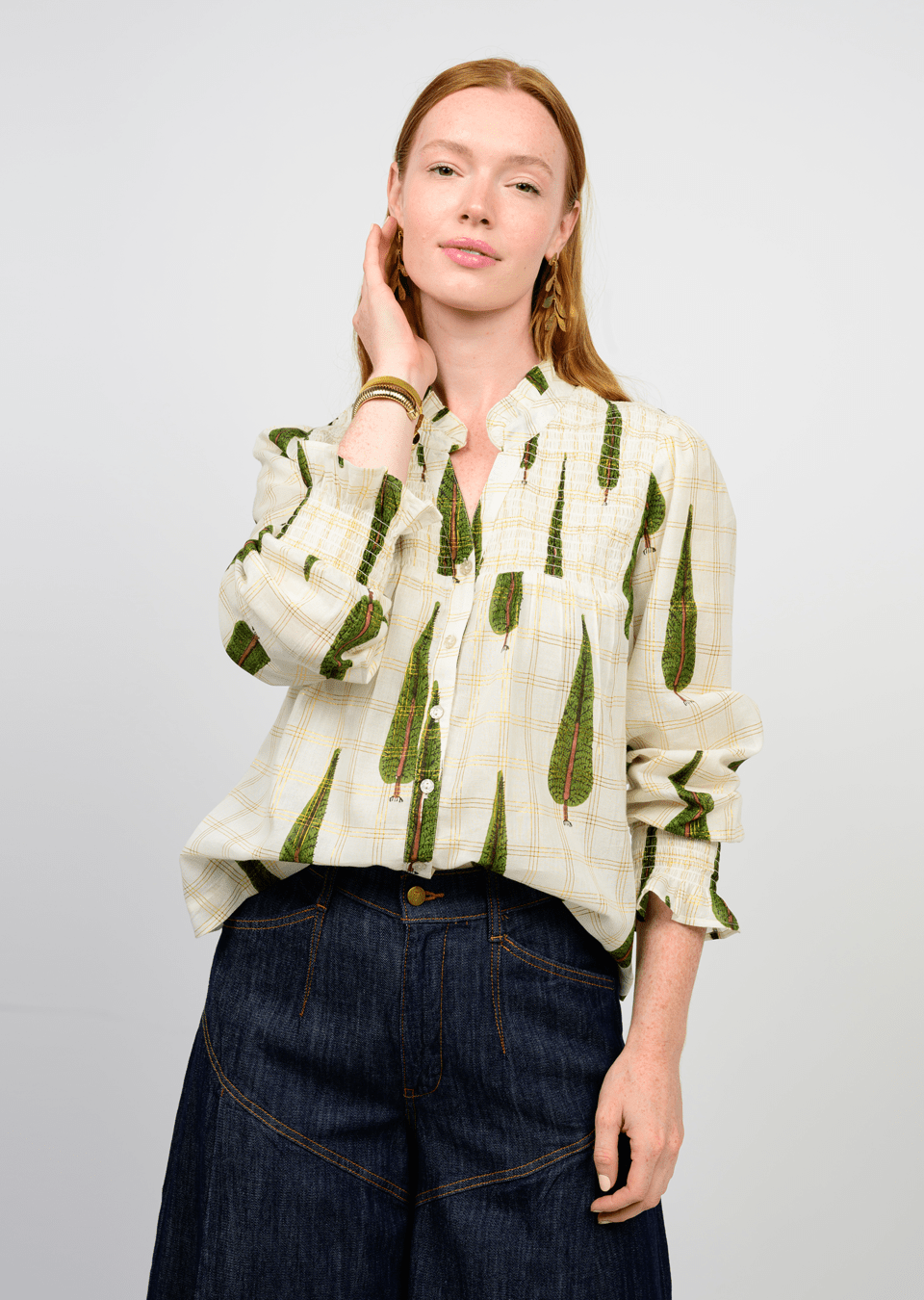 Ivy Jane Metallic Plaid Tree Top