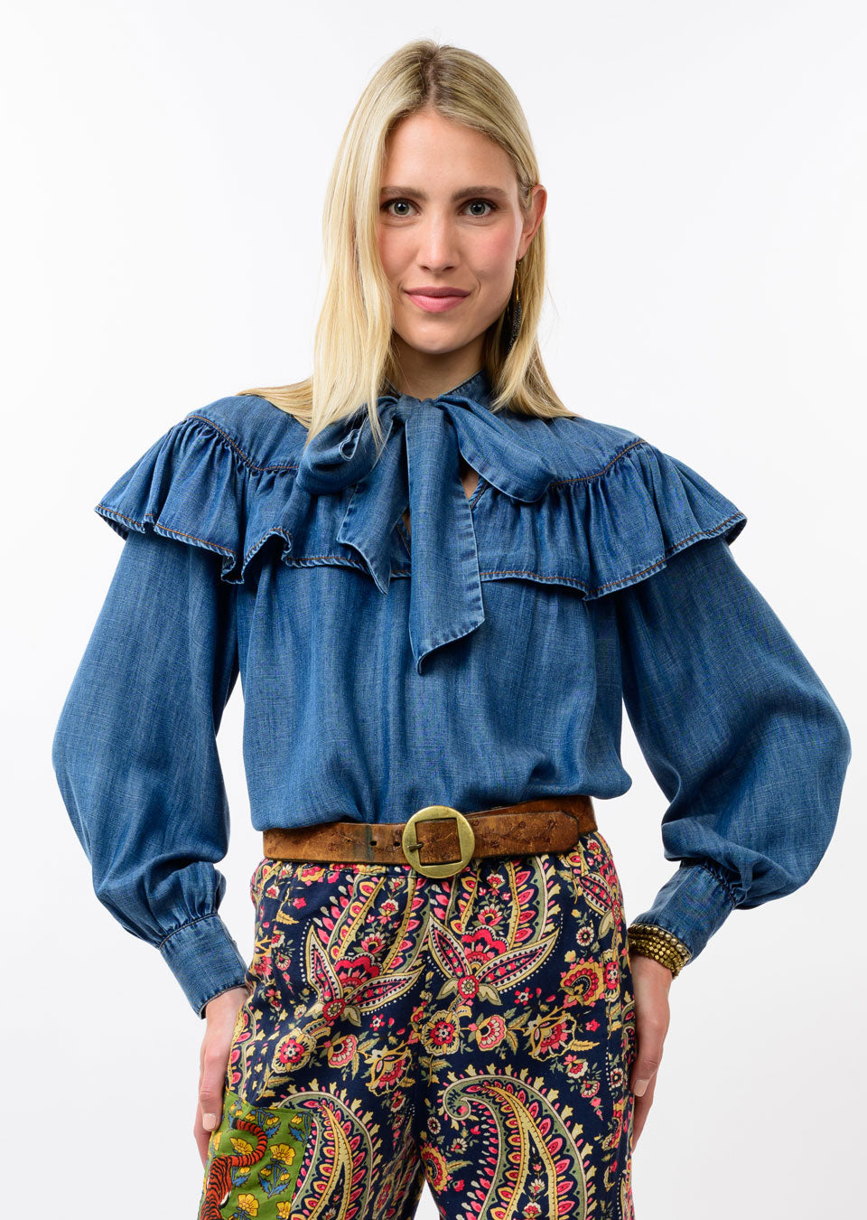 Denim Bow Top | Ivy Jane